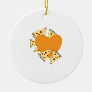 Adorno De Cerámica Pizza del corazón