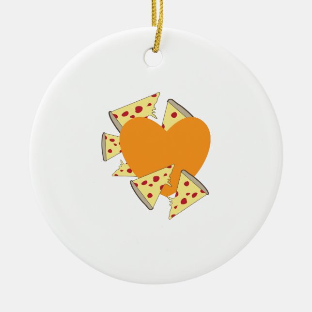 Adorno De Cerámica Pizza del corazón (Frente)
