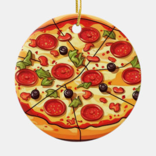Adorno De Cerámica Pizza Navidad, Comida Divertida, Regalo de Elefant