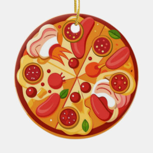 Adorno De Cerámica Pizza Navidad, Comida Divertida, Regalo de Elefant