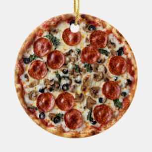 Adorno De Cerámica Pizza Navidad, Comida Divertida, Regalo de Elefant