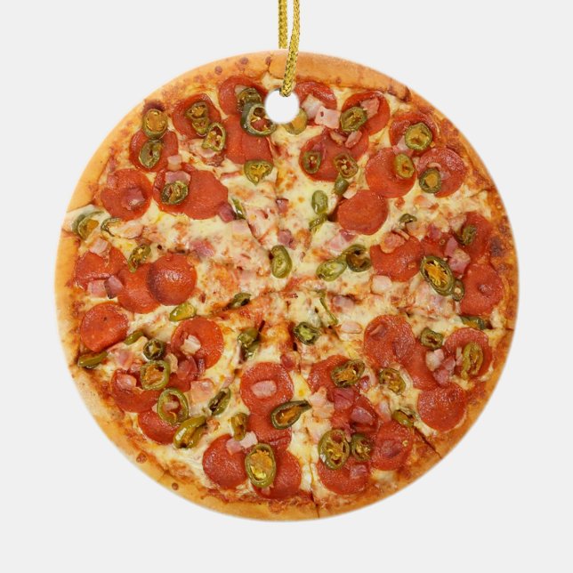Adorno De Cerámica Pizza Pepperoni Comida basura ornamenta (Frente)