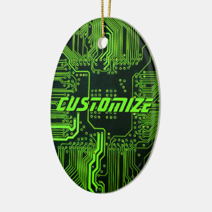 Adorno De Cerámica Placa de Circuito Impreso Cyber Verde Personalizad