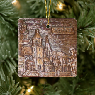ADORNO DE CERÁMICA PLACA DE COBRE DE COLOR HECHO A MANO DE KRAKOW, PO