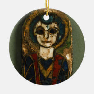 Adorno De Cerámica Placa redondeada, representando Cristo o a un