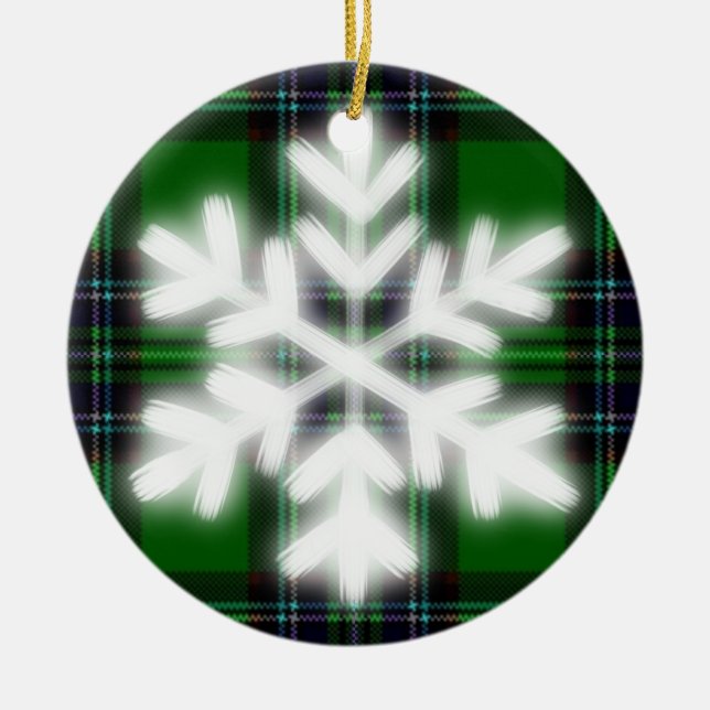 Adorno De Cerámica Placa verde y negra con detalles de copos de nieve (Frente)