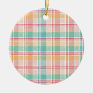 Adorno De Cerámica Plaid de cuadros multicolor