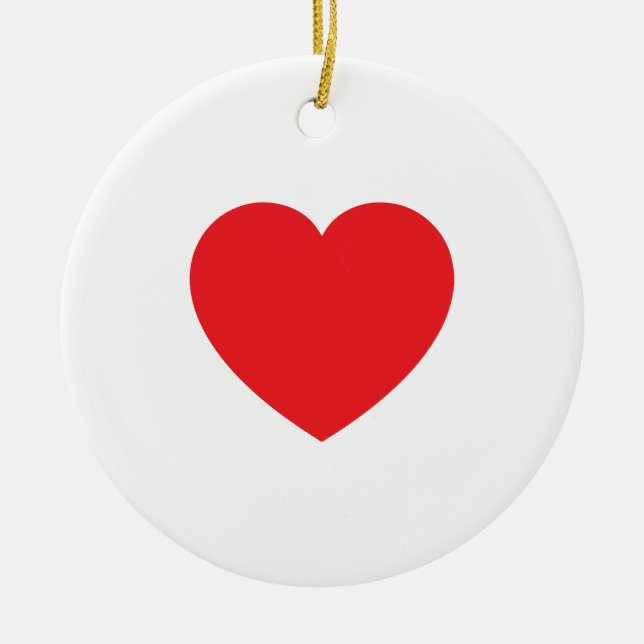 Adorno De Cerámica Plain Modern White Red Love Heart Graphic (Frente)