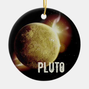 Adorno De Cerámica Planeta amarillo plutonio 3d ilustracion del espac