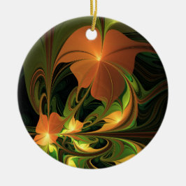 Adorno De Cerámica Planta de fantasía Resumen Fractal Verde Rust Brow