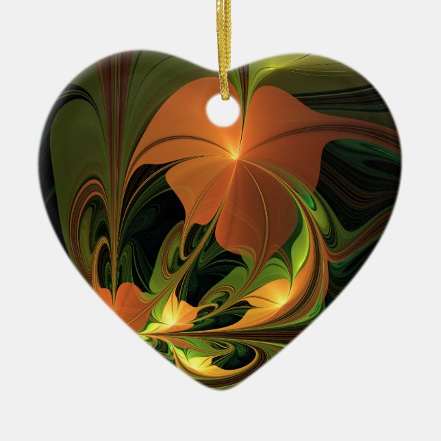 Adorno De Cerámica Planta de fantasía Resumen Fractal Verde Rust Brow (Frente)