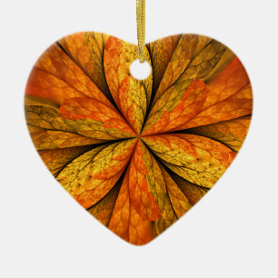 Adorno De Cerámica Planta de otoño, hoja de arte fractal abstracta mo
