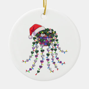 Adorno De Cerámica Planta Tropical Festiva con Sombrero de Santa