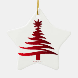Adorno De Cerámica Plantilla de árbol de Navidad roja