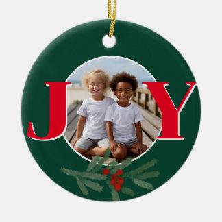 Adorno De Cerámica Plantilla de foto de Navidad personalizada JOY Hol