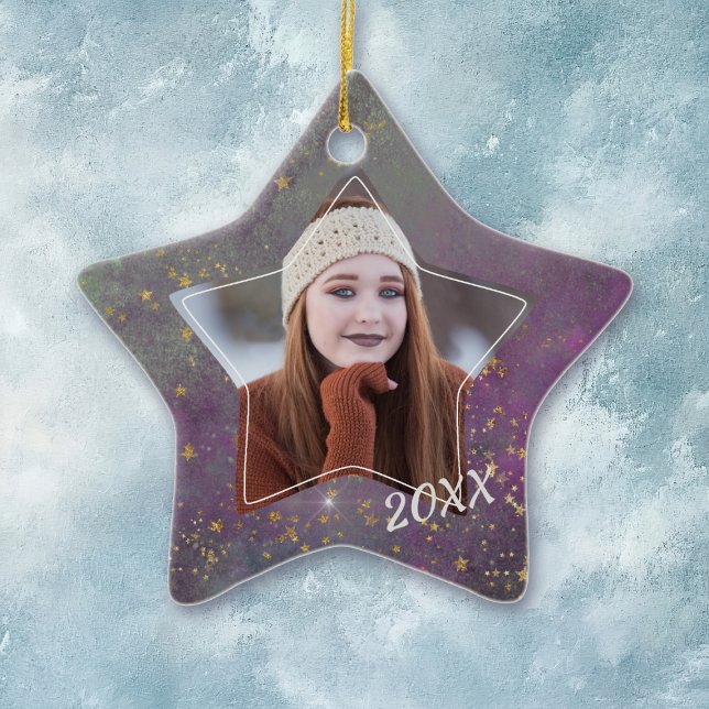 Adorno De Cerámica Plantilla de foto graduada de Violet Star Galaxy (Subido por el creador)