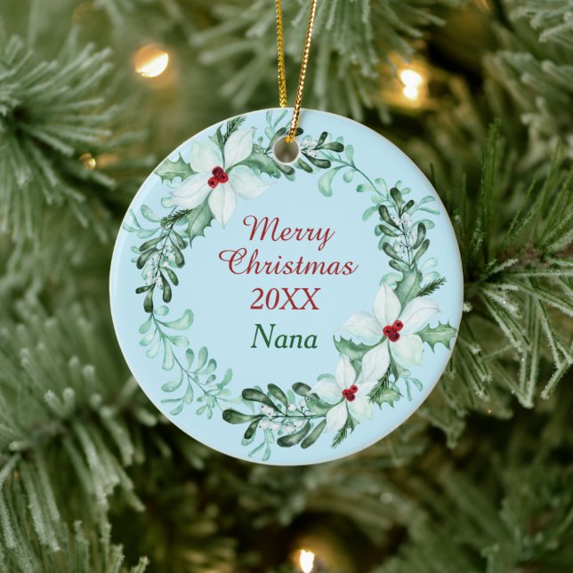 Adorno De Cerámica Plantilla de fotografía Wreath Nana de poinsettia  (Árbol)
