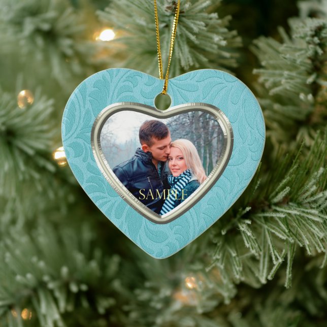 Adorno De Cerámica Plantilla de Keepsake de Cerulean Blue Brocade (Árbol)