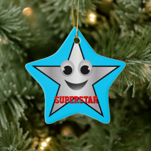 Adorno De Cerámica Plata sonriente del carácter de la superestrella