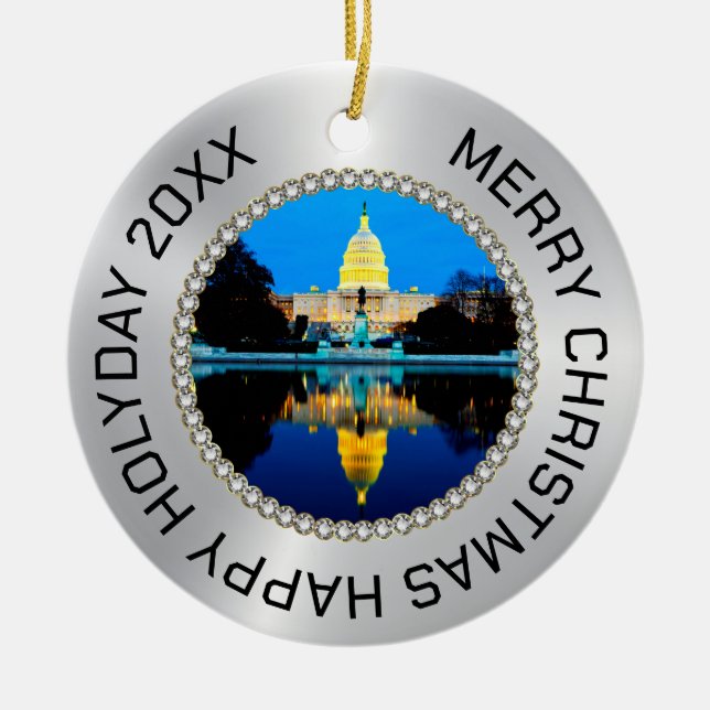 Adorno De Cerámica Plata y diamantes Fotograma fotográfico Capital de (Frente)