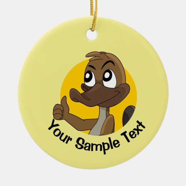 Adorno De Cerámica Platypus dando pulgares hacia arriba (Frente)