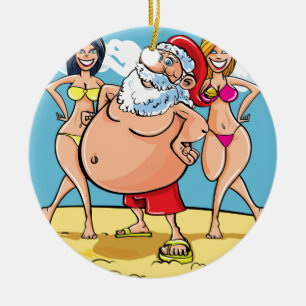 Adorno De Cerámica playa bikini santa claus