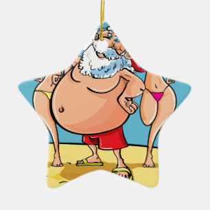 Adorno De Cerámica playa bikini santa claus