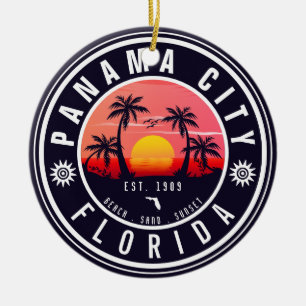 Adorno De Cerámica Playa de Ciudad de Panamá Florida Retro Sunset Pal