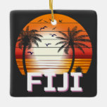 Adorno De Cerámica Playa de Verano de Palmeras Vintage de Fiji<br><div class="desc">Increíble diseño de Fiji Vintage para los amantes de la playa en verano.</div>