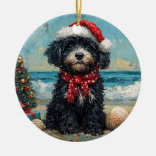 Adorno De Cerámica Playa de Vintage para Navidades de Perro de Agua d