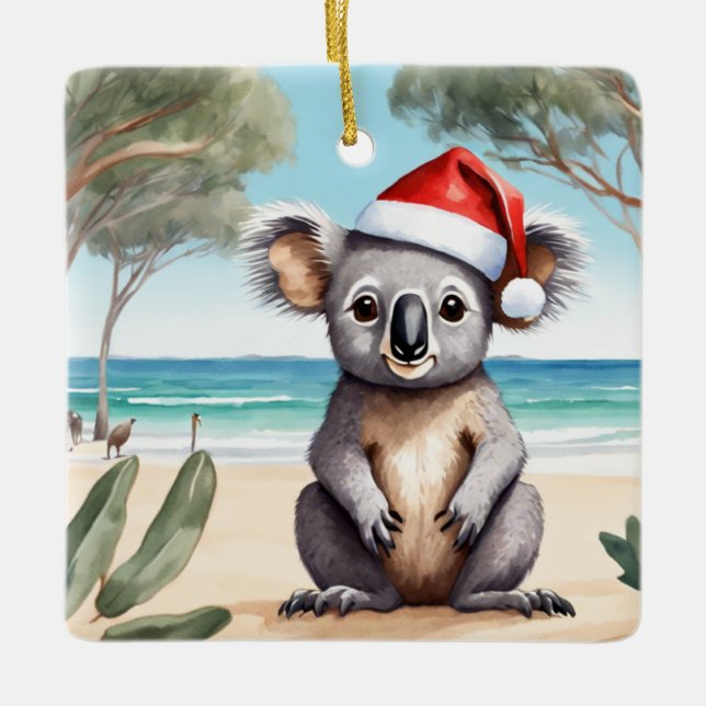 Adorno De Cerámica Playa personalizada Koala tiene Navidades australi (Anverso)