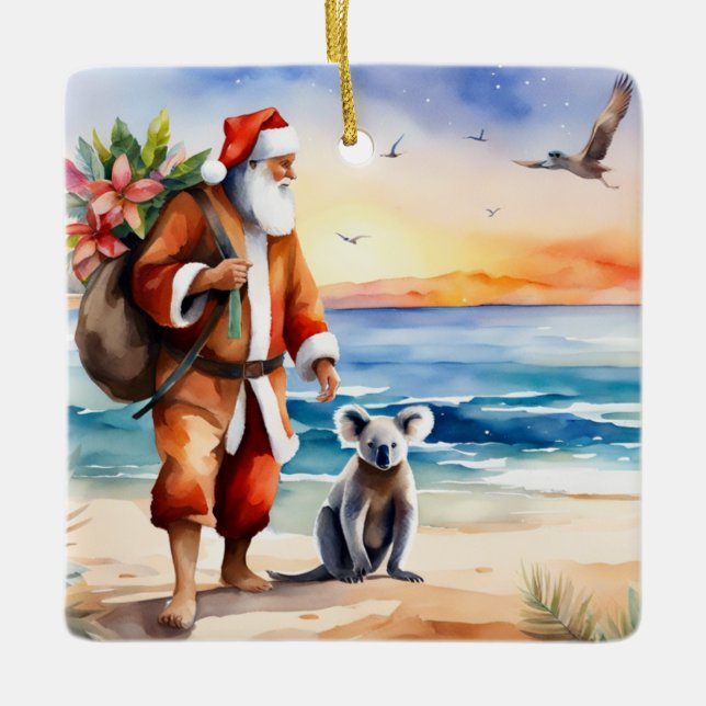 Adorno De Cerámica Playa personalizada Koala tiene Navidades australi (Anverso)