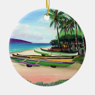 Adorno De Cerámica Playa Round Canoe