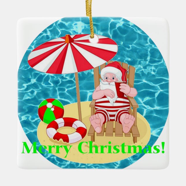 Adorno De Cerámica playa santa claus (Anverso)