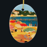 Adorno De Cerámica Playa virgen de Riviera Francesa<br><div class="desc">Pintura de anuncios de turismo en Francia</div>
