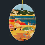 Adorno De Cerámica Playa virgen de Riviera Francesa<br><div class="desc">Pintura de anuncios de turismo en Francia</div>