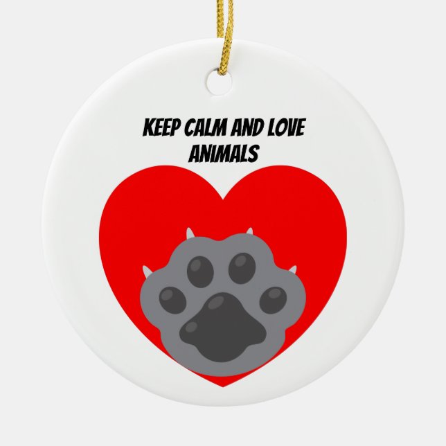 Adorno De Cerámica Playera keep calm and love animals phrase (Frente)