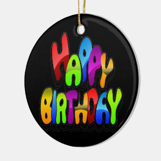Adorno De Cerámica Playful Happy Birthday Text