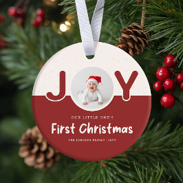 Adorno De Cerámica Playful Newborn Baby's Photo First Christmas