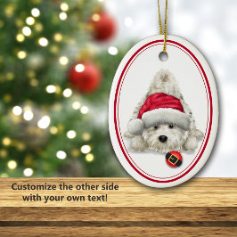 Adorno De Cerámica Playful Westie Santa Bulb Navidades