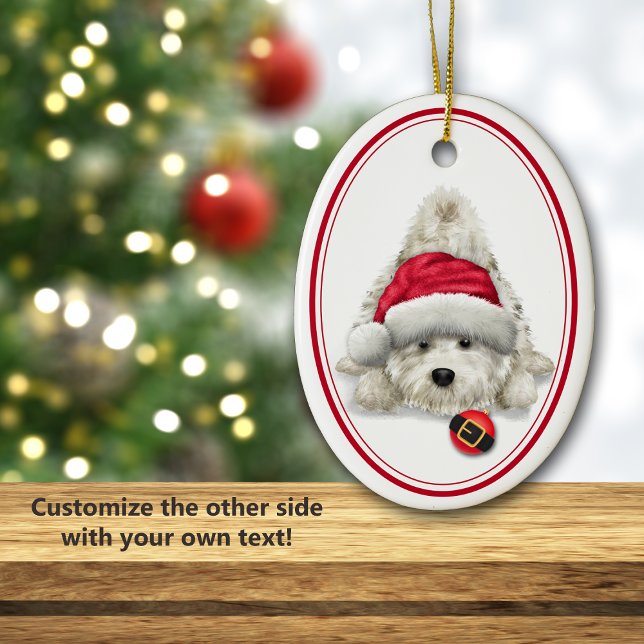 Adorno De Cerámica Playful Westie Santa Bulb Navidades (Subido por el creador)