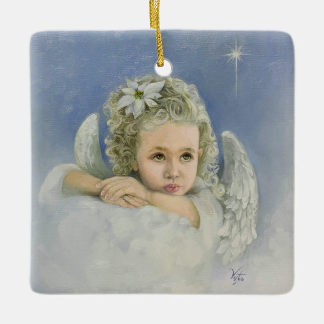 Adorno De Cerámica Plaza Angel de los navidades (Anverso)