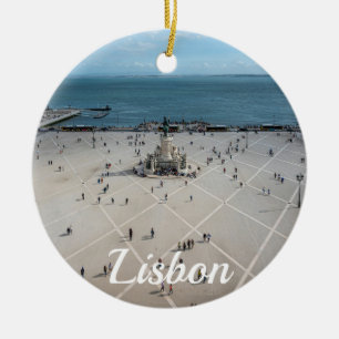 Adorno De Cerámica Plaza de Comercio desde arriba en Lisboa, Portugal