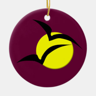 Adorno De Cerámica Pleno de la luna y los murciélagos