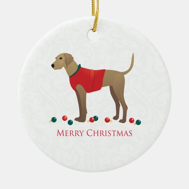 Adorno De Cerámica Plott Hound Hunting Dog Merry Christmas Design (Frente)