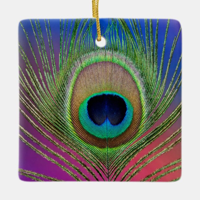 Adorno De Cerámica Pluma de cola de un pavo real (Anverso)