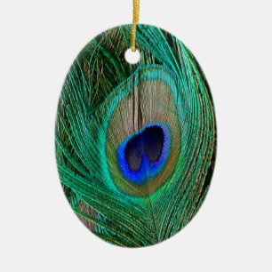 Adorno De Cerámica Pluma de pavo real azul india