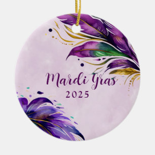 Adorno De Cerámica Plumas de Mardi Gras fechadas