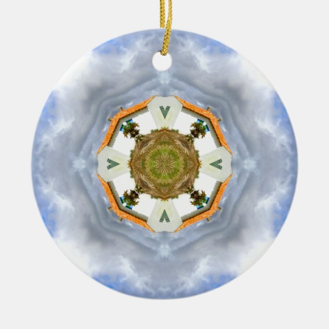 Adorno De Cerámica Poca casa en la mandala de Prarie (Frente)