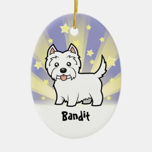 Adorno De Cerámica Poca montaña del oeste Terrier blanco de la